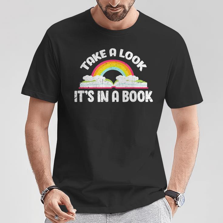 Take A Look It's In A Book Bookworm Reading T-Shirt Unique Gifts