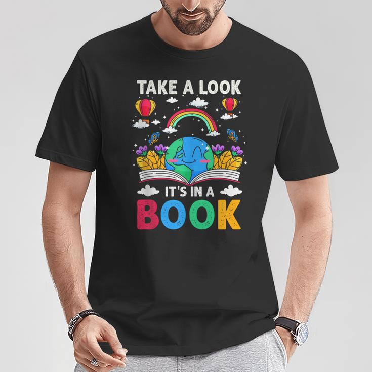 Take A Look It's In A Book Reading Vintage Retro Rainbow T-Shirt Unique Gifts