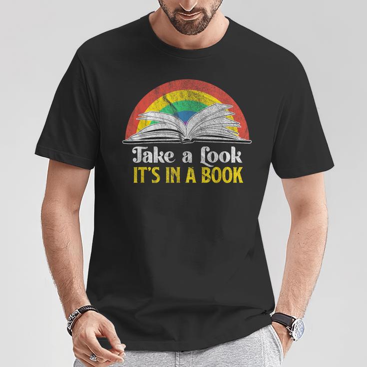 Take A Look It's A Book Retro Rainbow T-Shirt Unique Gifts