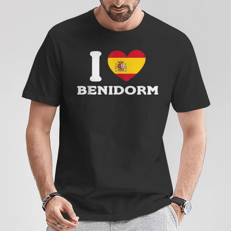 I Love Benidorm Bandera De Corazón De España In Mangas Camiseta unisex Regalos divertidos