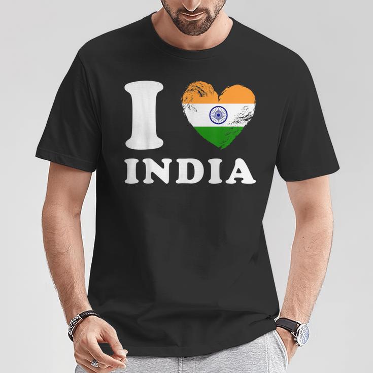I Love India ハートフラッグインド Tシャツ 面白い贈り物