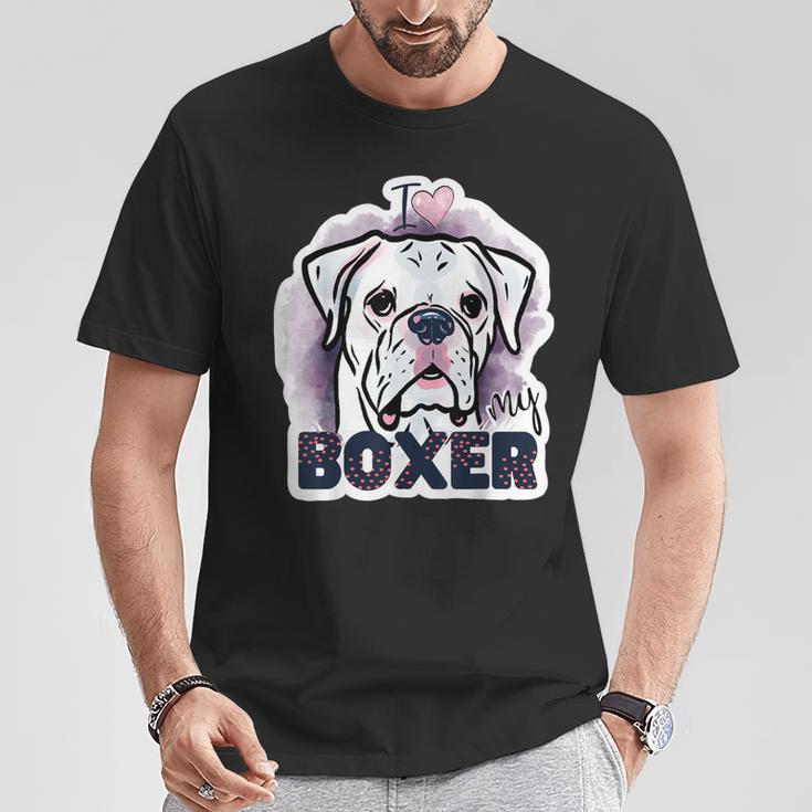 I Love My Boxer Dog Mom Dad Kawaii Dog Doodles ボクサー 犬 Tシャツ 面白い贈り物