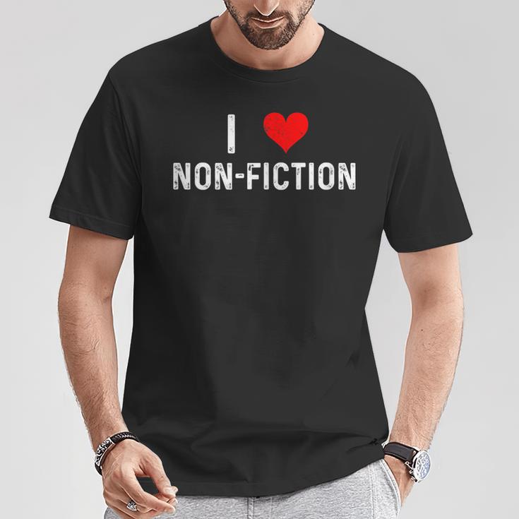I Love Non Fiction Heart Books Reading Writing Writer Read T-Shirt Unique Gifts