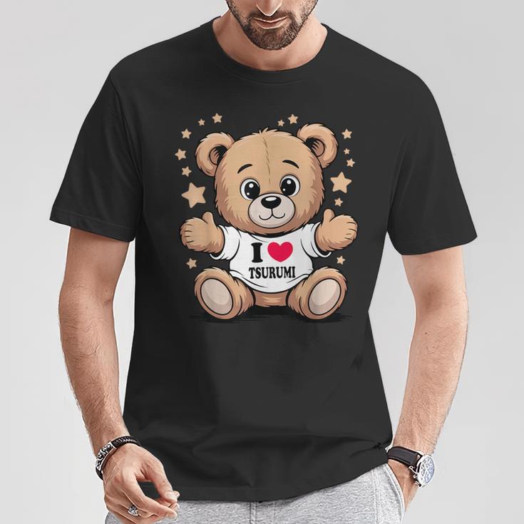 I Love Tsurumi Teddy Bear 鶴見テディベアが大好き Tシャツ 面白い贈り物