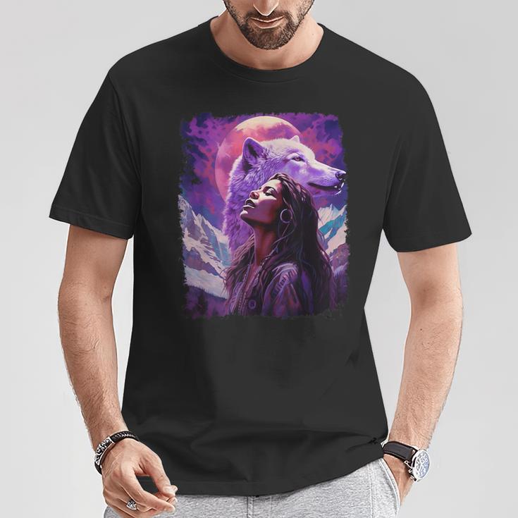 I Love Wolves ビンテージ ネイティブアメリカン Tシャツ 面白い贈り物