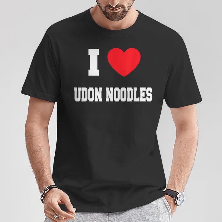 I Love うどん麺 Tシャツ 面白い贈り物
