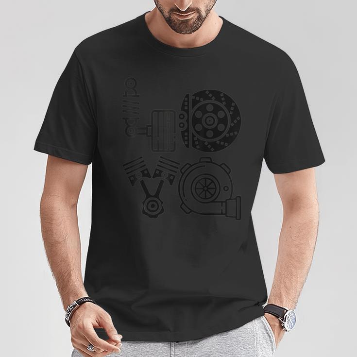Love カーパーツ ブレーキサスペンションピストンターボメカニック Tシャツ 面白い贈り物