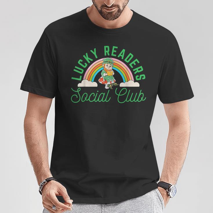 Lucky Readers Social Club Leprechaun St Patricks Book Lover T-Shirt Unique Gifts
