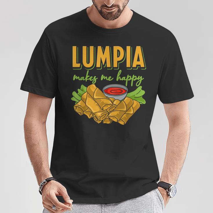 Lumpia Makes Me Happyルンピアは私を幸せにする フィリピンの春巻き 料理 食べ物 Tシャツ 面白い贈り物