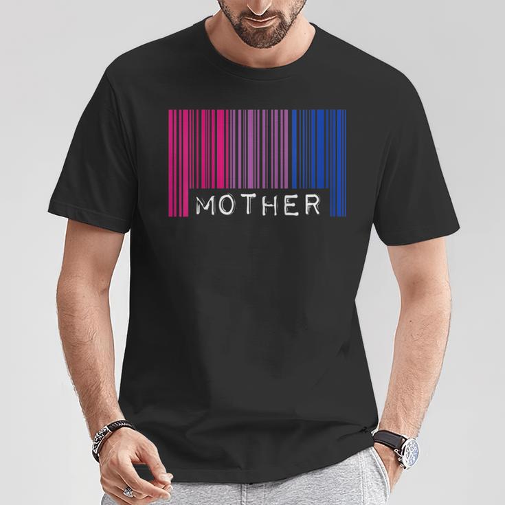 Madre Bisexual Orgullo Bandera Código De Barras Lgbtq Día De La Madre Mamá Cuello Camiseta unisex Regalos divertidos