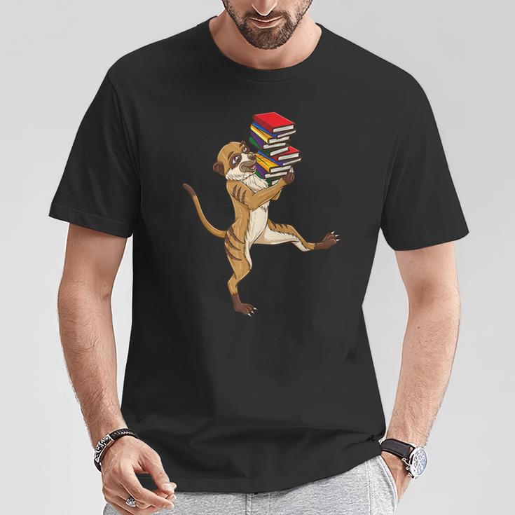 Meerkat Reading Books T-Shirt Unique Gifts