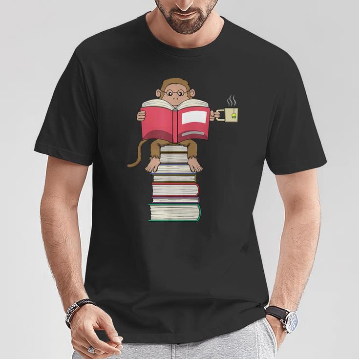 Monkey Reading Books And Drinking Tea T-Shirt Unique Gifts Monkey Reading Books And Drinking Tea T-Shirt Unique Gifts