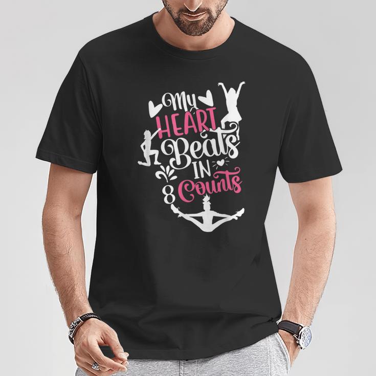 My Heart Beats 8カウント チアリーダー ダンサー チアリーディング Tシャツ 面白い贈り物