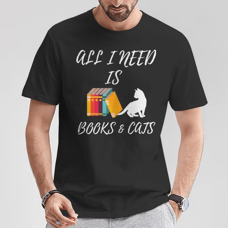 I Need Is Book & Cats Books Pet Lover T-Shirt Unique Gifts