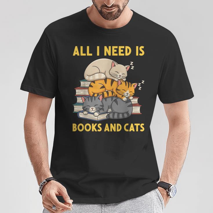 All I Need Is Books And Cats T-Shirt Unique Gifts