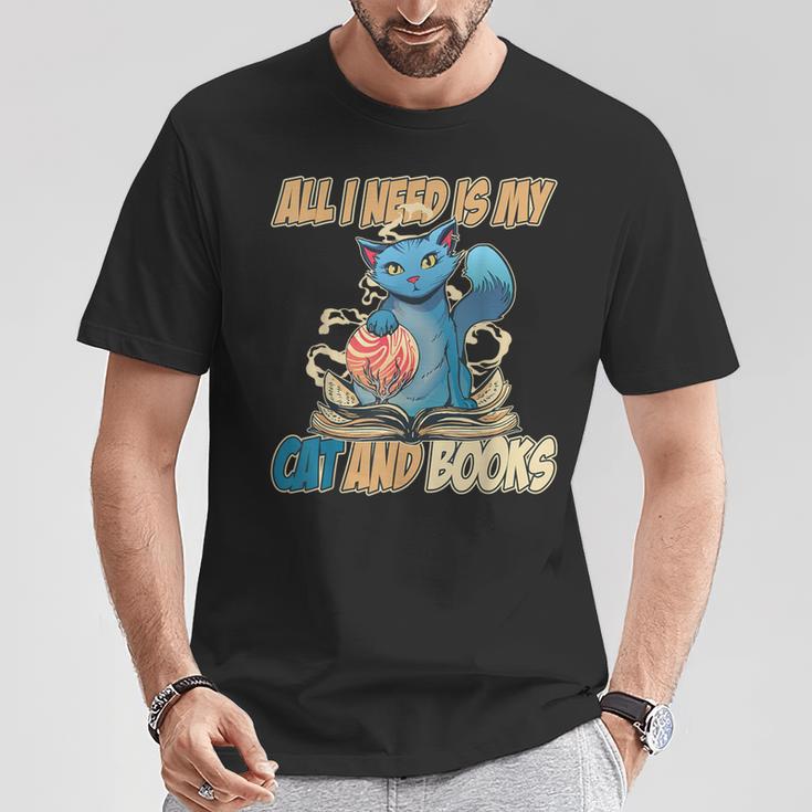 All I Need Is My Cat And Books Cute Cat T-Shirt Unique Gifts