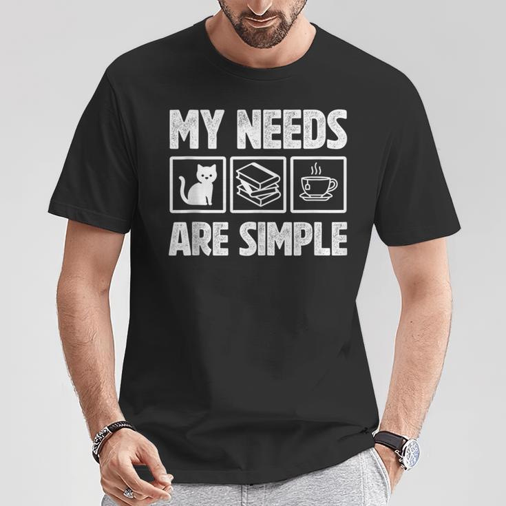 My Needs Are Simple Cat Reading Books Tea T-Shirt Unique Gifts