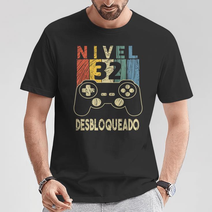 Nivel 32 Desbloqueado Gamer 32 Años Cumpleaños Camiseta unisex Regalos divertidos
