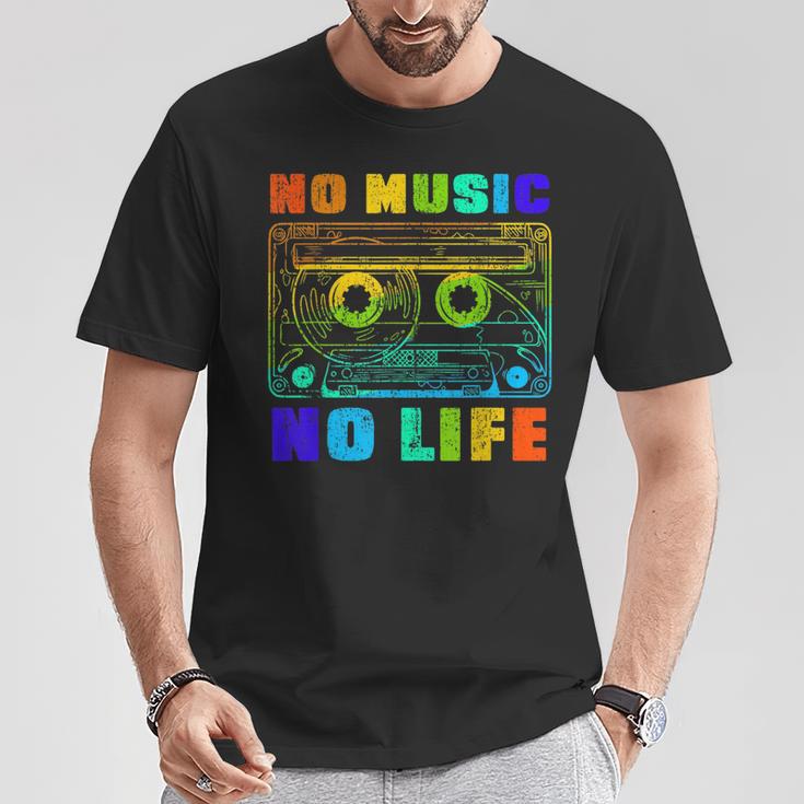 No Music No Life、ヴィンテージカセット音楽愛好家。 Tシャツ 面白い贈り物