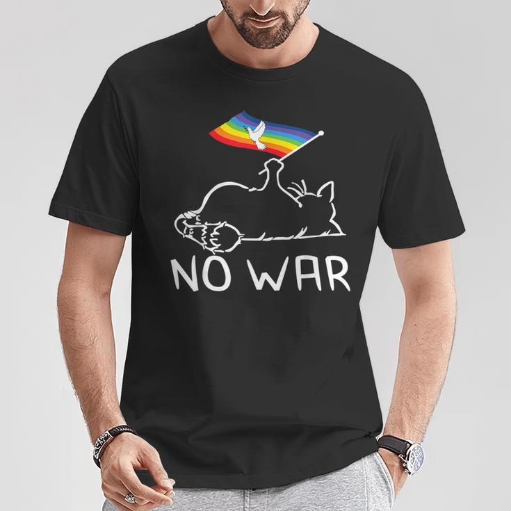 No War Peace Movement World Peace Peace Flag Cat Tシャツ 面白い贈り物