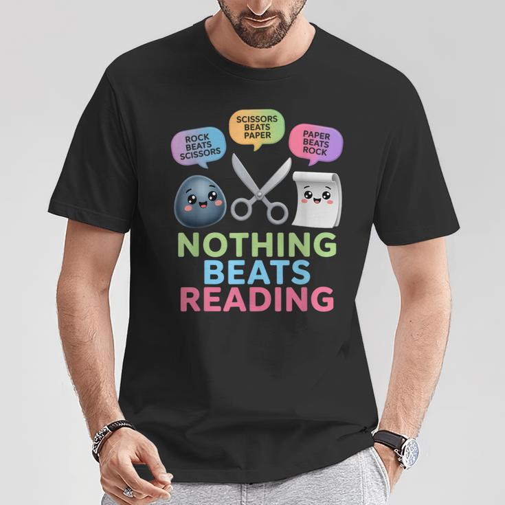 Nothing Beats Reading Rock Paper Scissors Game Book Lover T-Shirt Unique Gifts