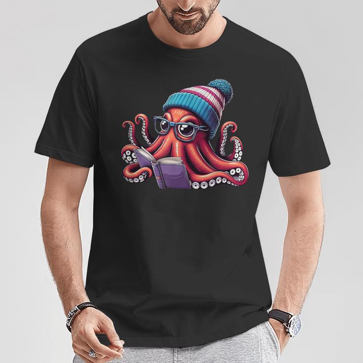 Octopus Reading Book Kraken Book Lover T-Shirt Unique Gifts