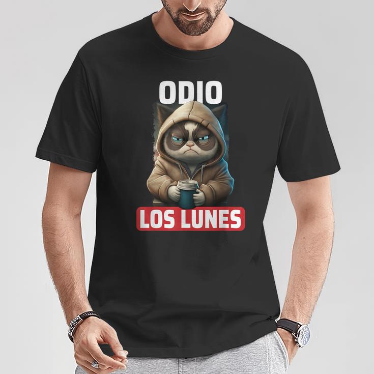 Odio Los Lunes Dicho Divertido Con Gato Y Café Frases Camiseta unisex Regalos divertidos