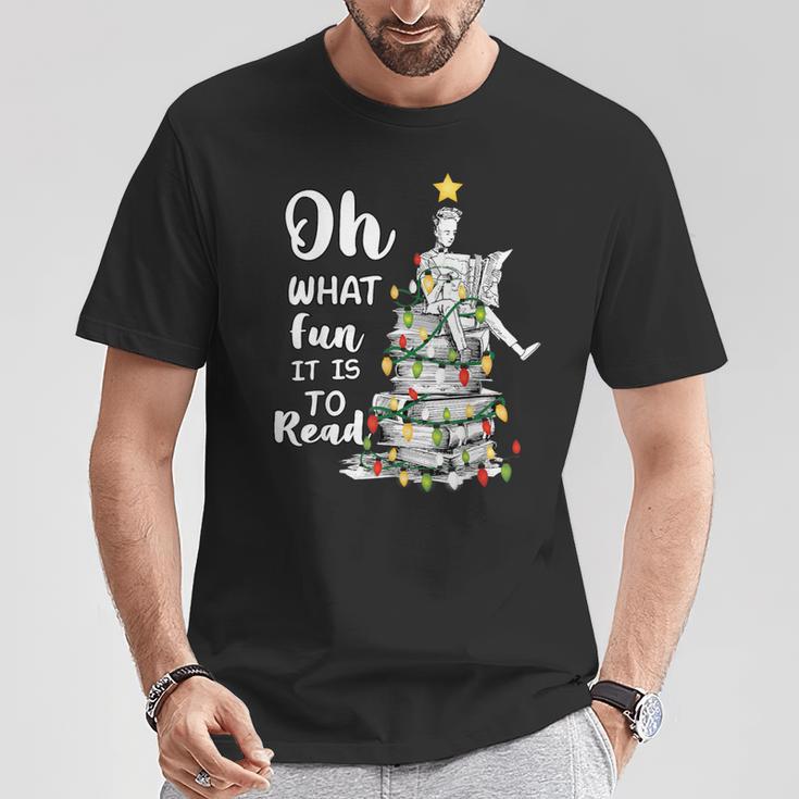 Oh What Fun It Is To Read Librarian Christmas Book Lover T-Shirt Unique Gifts