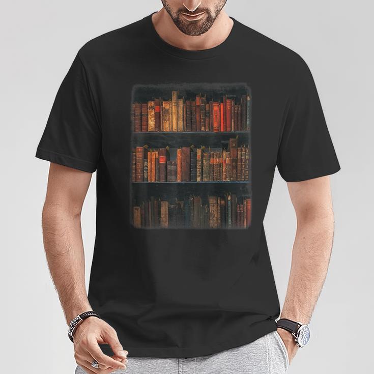 Old Books On Vintage Bookshelves Dark Academia Aesthetic T-Shirt Unique Gifts Old Books On Vintage Bookshelves Dark Academia Aesthetic T-Shirt Unique Gifts