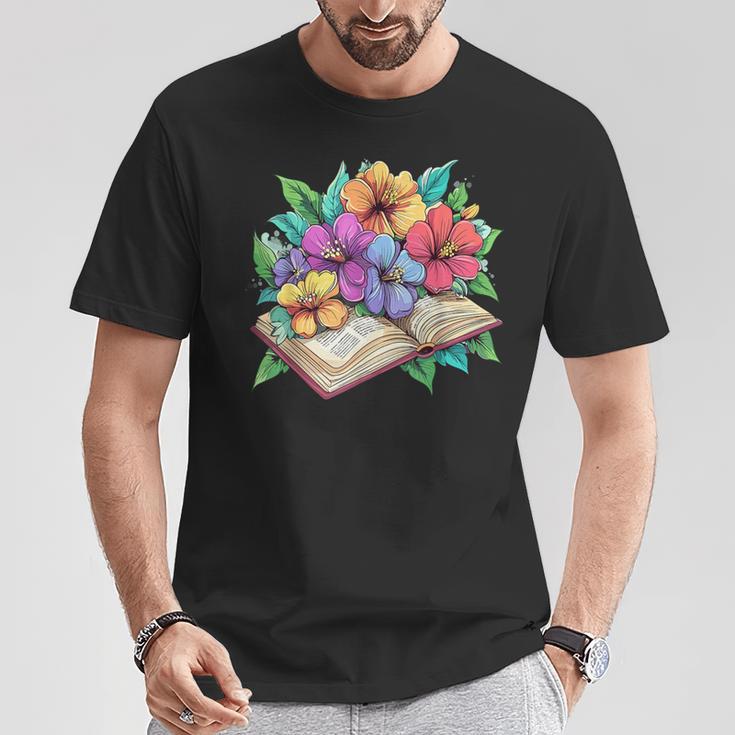 Open Book With Colorful Hibiscus Flowers Bloom T-Shirt Unique Gifts Open Book With Colorful Hibiscus Flowers Bloom T-Shirt Unique Gifts