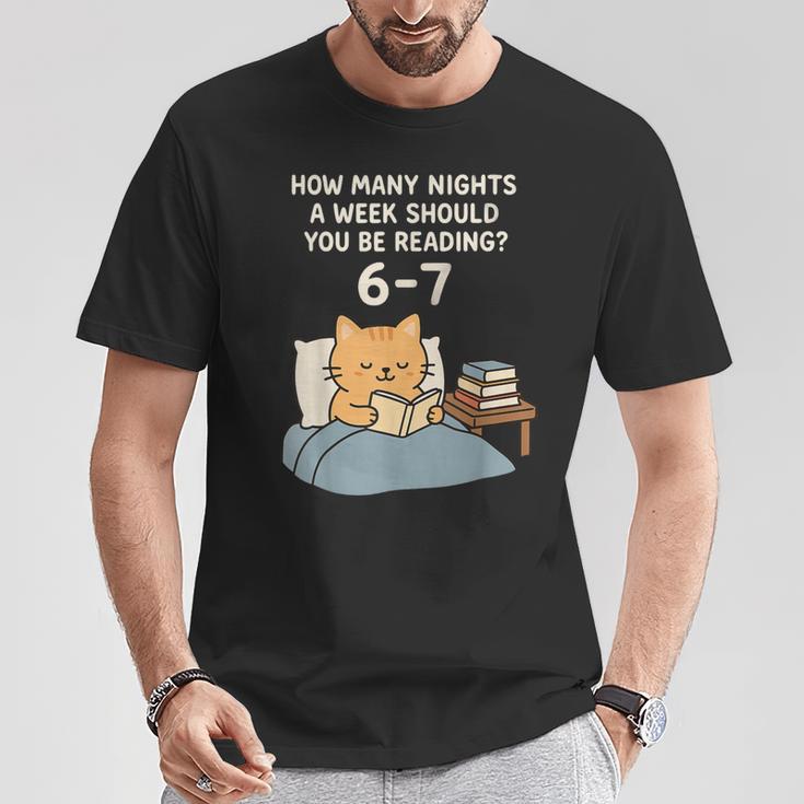 Orange Cat Reading Book 67 Six Seven Meme T-Shirt Unique Gifts