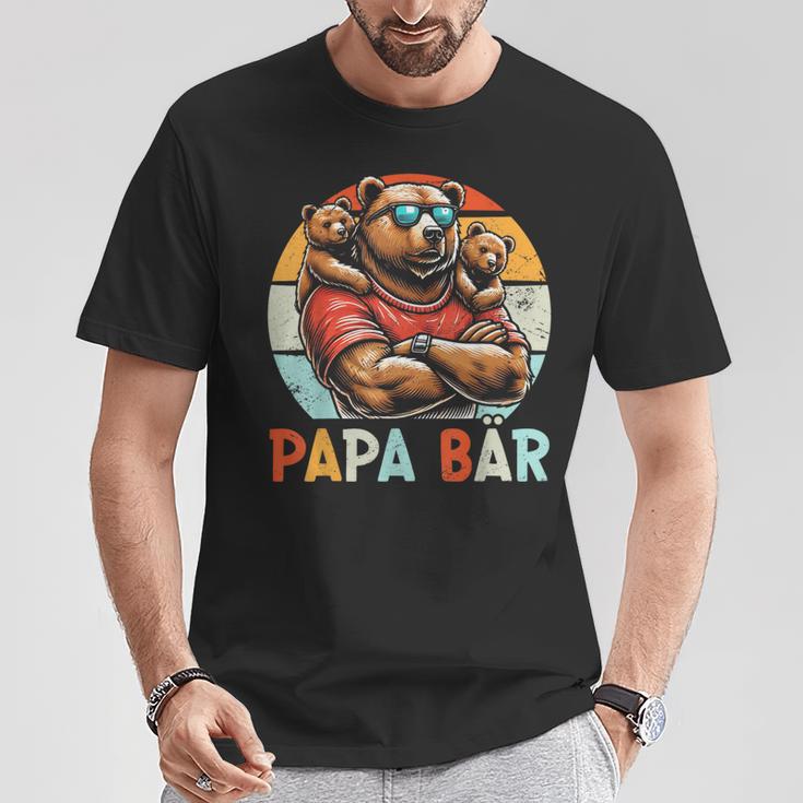 Papa Bär Papa Bearatertagohn Tochter 2 Kinder Retro T-Shirt Lustige Geschenke