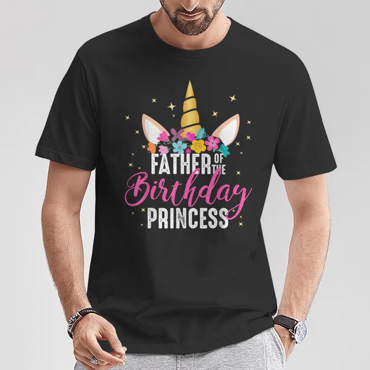 Papà Della Festeggiata Padre Regalo Di Compleanno Unicorno Maglietta Regalos divertidos