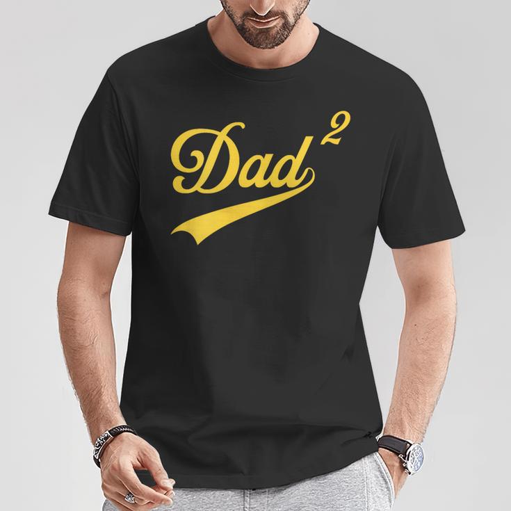 Papà Di Due Divertenteecondaolta Papà Quadrato Retrò 2 Bambini Papà Maglietta Regalos divertidos