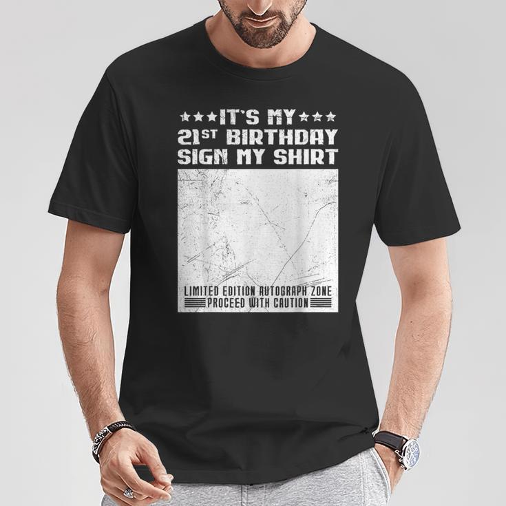 Party It's My 21st Birthday Sign My Shirt Guestbook T-Shirt Unique Gifts