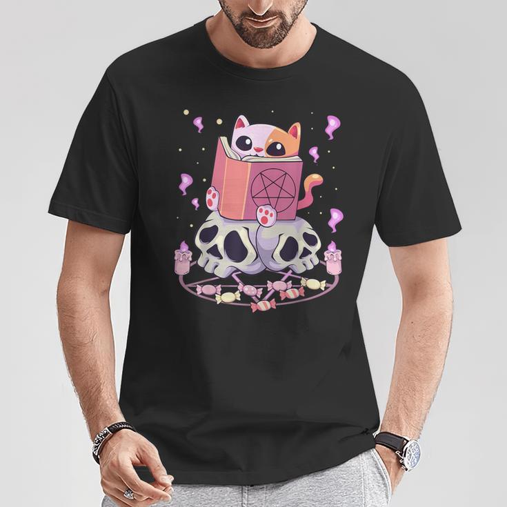 Pastel Goth Kawaii Occult Cute Cat Reading Pentacle Book For Men Women T-Shirt Unique Gifts Pastel Goth Kawaii Occult Cute Cat Reading Pentacle Book For Men Women T-Shirt Unique Gifts