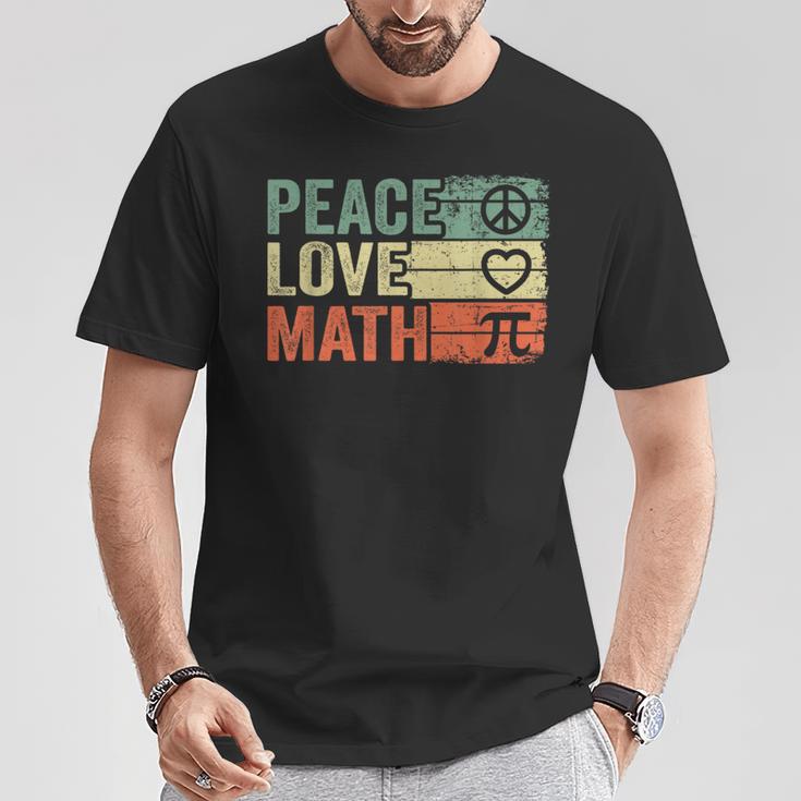 Paz Amor Matemáticasintage Matemáticas Nerd Retro Divertido Matemáticas Profesor Camiseta unisex Regalos divertidos
