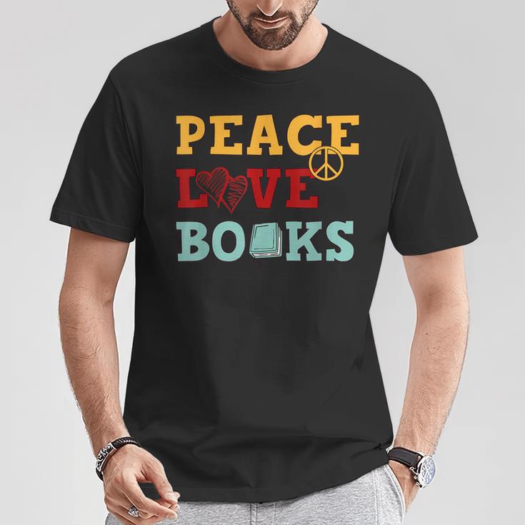 Peace Love Books s For Book Lovers T-Shirt Unique Gifts