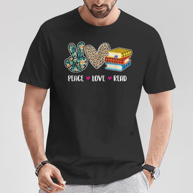 Peace Love Read Book Lover Reading Bookworm Reader T-Shirt Unique Gifts