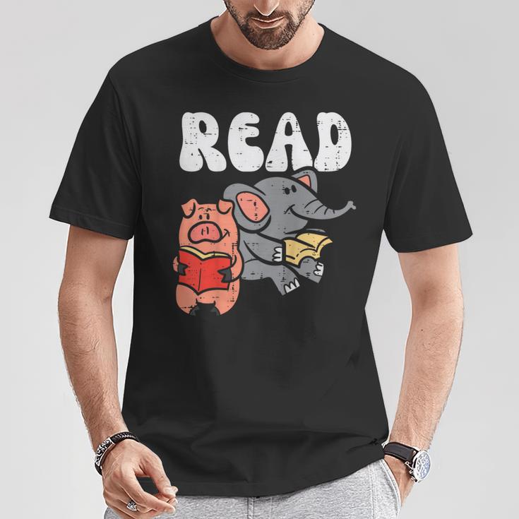 Pig Elephant Reading Cute Book Lover Bookworm Boys Girls Kid T-Shirt Unique Gifts Pig Elephant Reading Cute Book Lover Bookworm Boys Girls Kid T-Shirt Unique Gifts