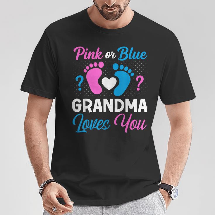 Pink Or Blue Grandma Loves You Team Boy Girl Gender Reveal T-Shirt Unique Gifts