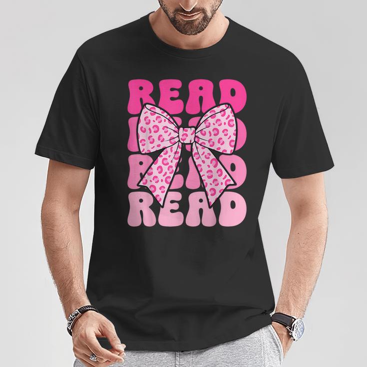 Pink Leopard Read Coquette Bow Girls Retro Groovy Reading T-Shirt Unique Gifts Pink Leopard Read Coquette Bow Girls Retro Groovy Reading T-Shirt Unique Gifts