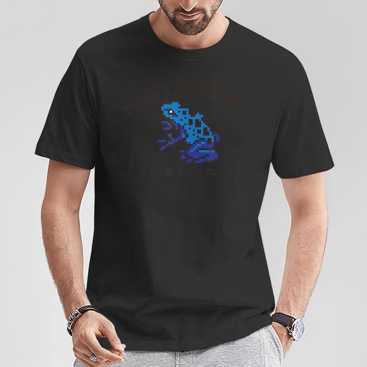 Pixel Animals Bluepoisondartfrog ピクセルアニマルズ コバルトヤドクガエル 黒フォント Tシャツ 面白い贈り物