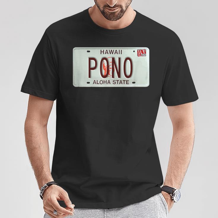 Pono ヴィンテージ ハワイ ナンバープレート Tシャツ 面白い贈り物