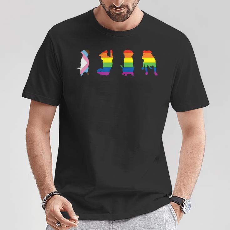 Progress Pride Cute Dog Lgbt プログレス ゲイ ペット好き Tシャツ 面白い贈り物