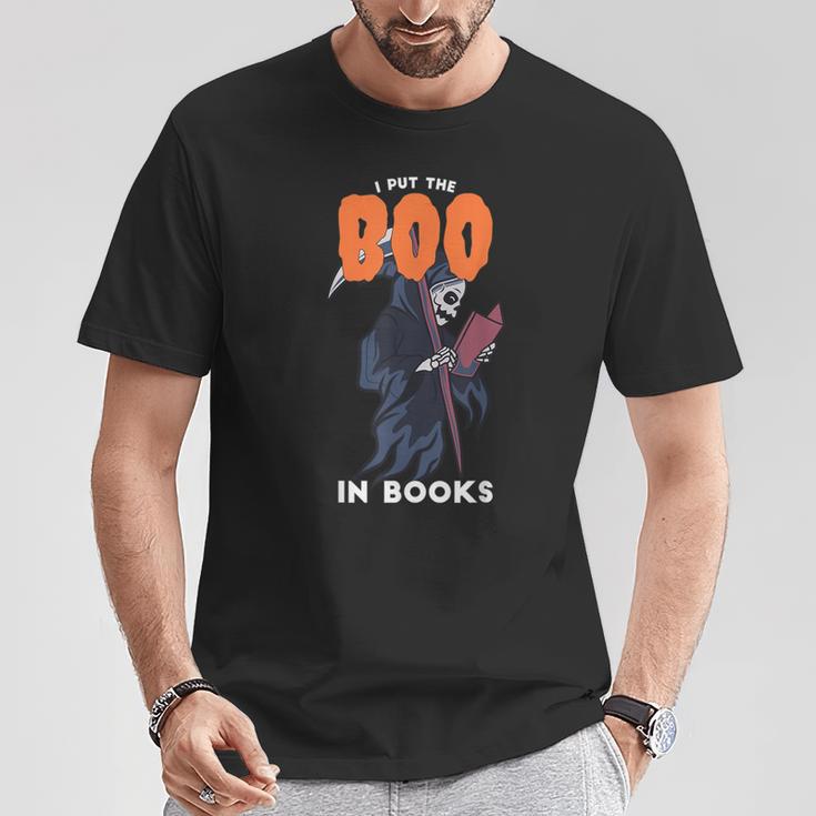 I Put The Boo In Books Halloween Librarian T-Shirt Unique Gifts