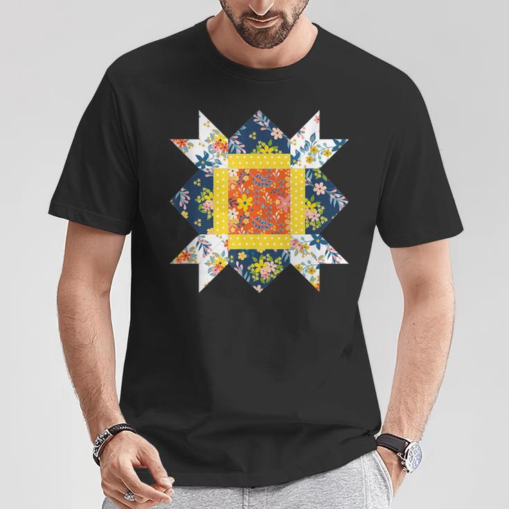 Quilters クラシック風防キルトブロック 花柄パッチワーク Tシャツ 面白い贈り物