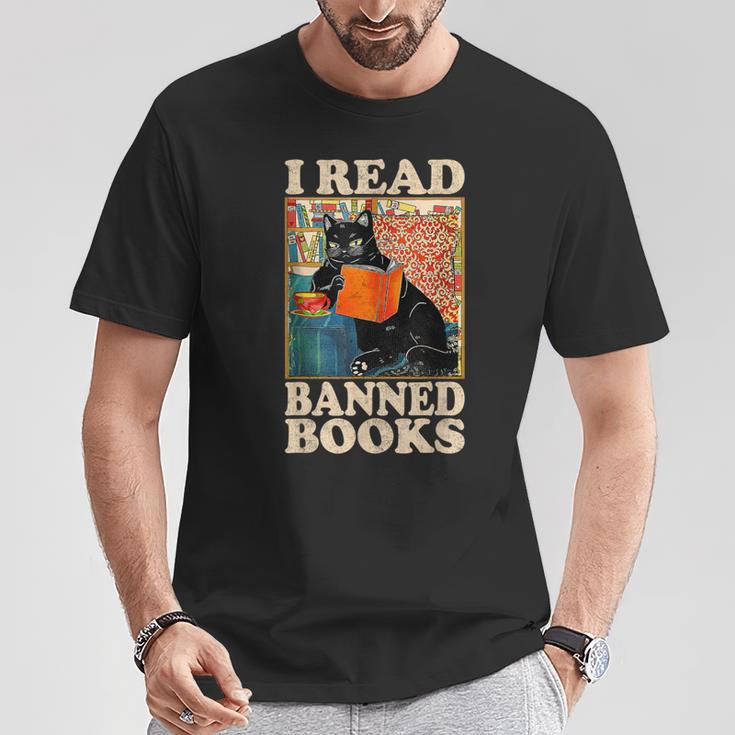I Read Banned Books Cat Reader Bookworm T-Shirt Unique Gifts