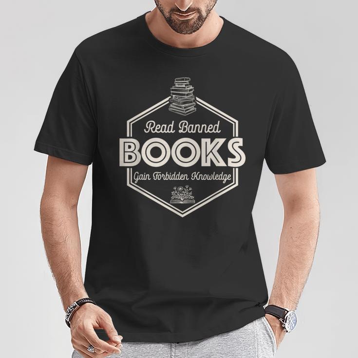 Read Banned Books Gain Forbidden Knowledge Book Lover T-Shirt Unique Gifts