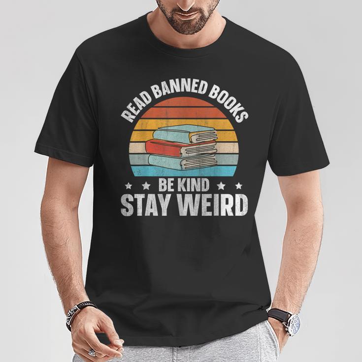 Read Banned Books Be Kind Stay Weird T-Shirt Unique Gifts